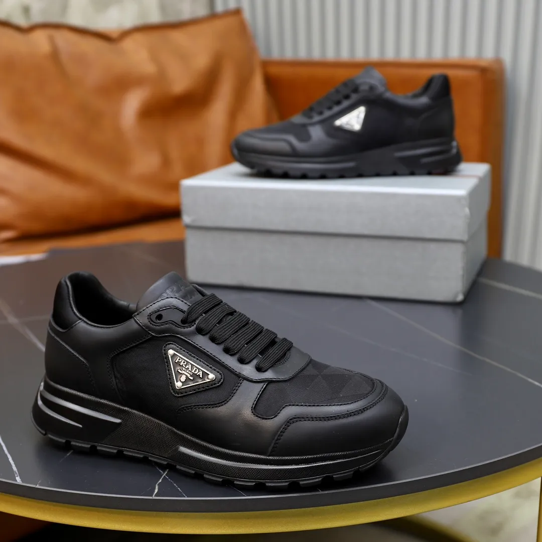 Men's shoes 💰600💰🙅‍♂️🙅‍♂️🙅‍♂️ [PRADA] Prada - High-end quality original order - Upper: Nappa calfskin, tumbled calfskin spliced stretch cloth surface, tongue high frequency brand logo - Lining: water-dyed cowhide - Outsole: ultra-light TPU foam rubber; two-color molded outsole -Ultra-high quality control and fine workmanship: outstanding (high-end, extravagance, grade) -Size: 38-44 (45 can be customized)